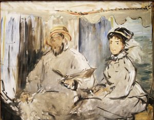 Monet en su estudio de Édouard Manet